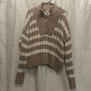 A New Day, Extra Large Taupe And Cream Sweater